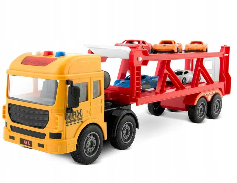 Malplay Žaislinis sunkvežimis vilkikas su 5 automobiliais, šviesa ir garsu