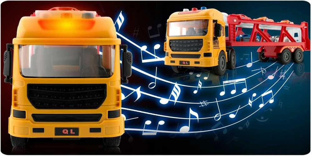 Malplay Žaislinis sunkvežimis vilkikas su 5 automobiliais, šviesa ir garsu
