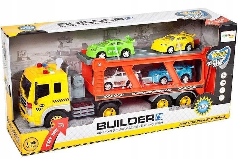 Malplay Žaislinis sunkvežimis vilkikas su lengvaisiais automobiliais