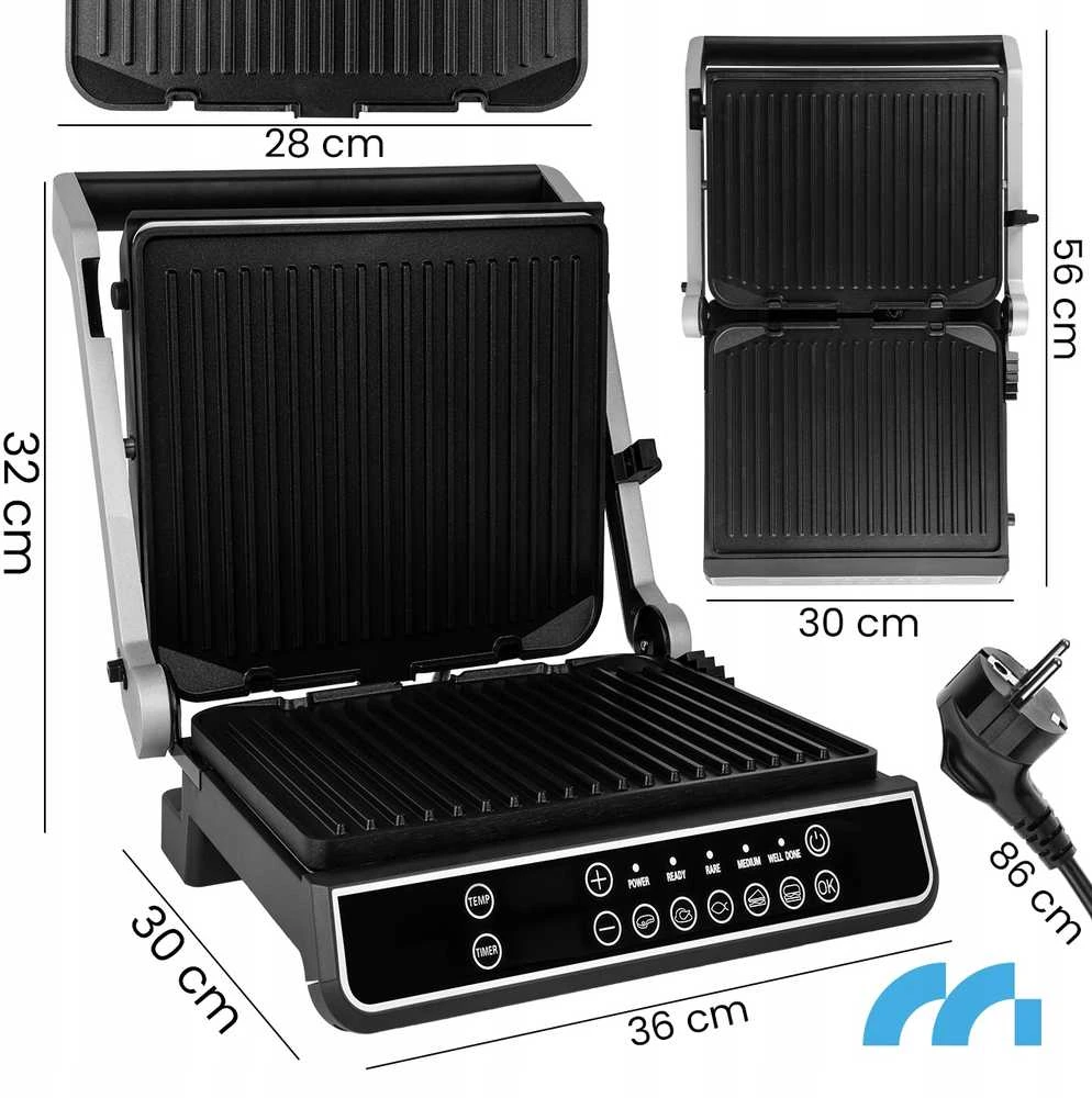Maltec Didelis sumuštinių kepimo grilis, elektrinis sulankstomas skrudintuvas, „Panini“, 2500 W