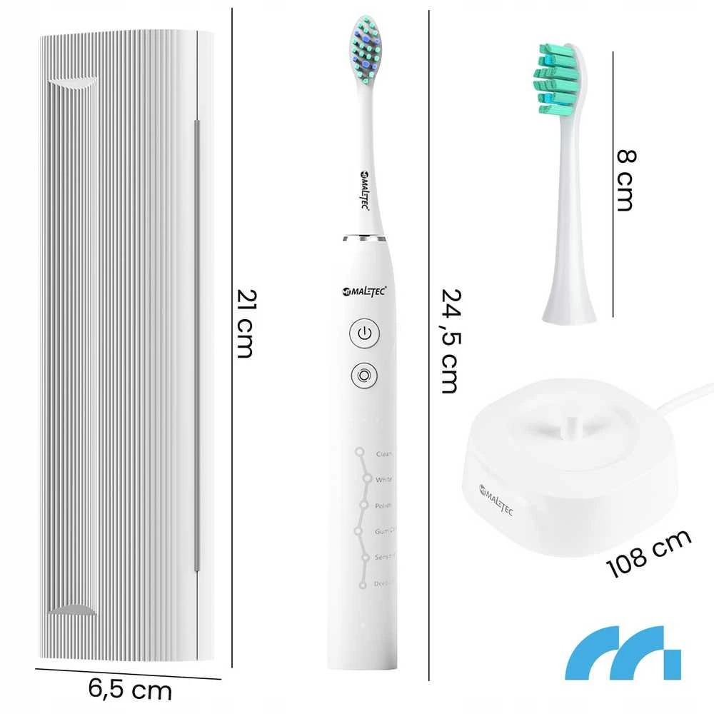 MalTec elektrinis dantų šepetėlis, atsparus vandeniui, X1 WH Sonic