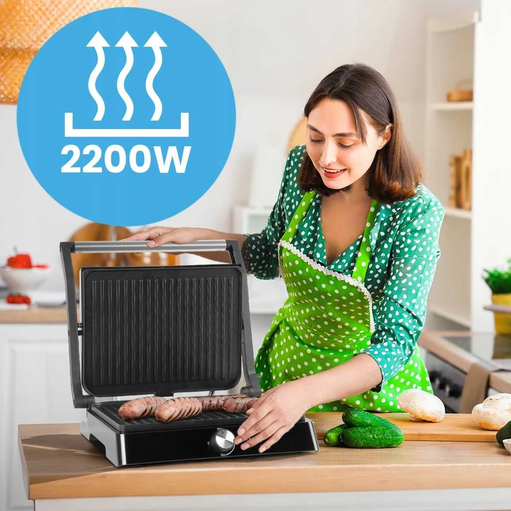 Maltec Sumuštinių kepimo grilis, elektrinis sulankstomas skrudintuvas, galingas, 2200 W