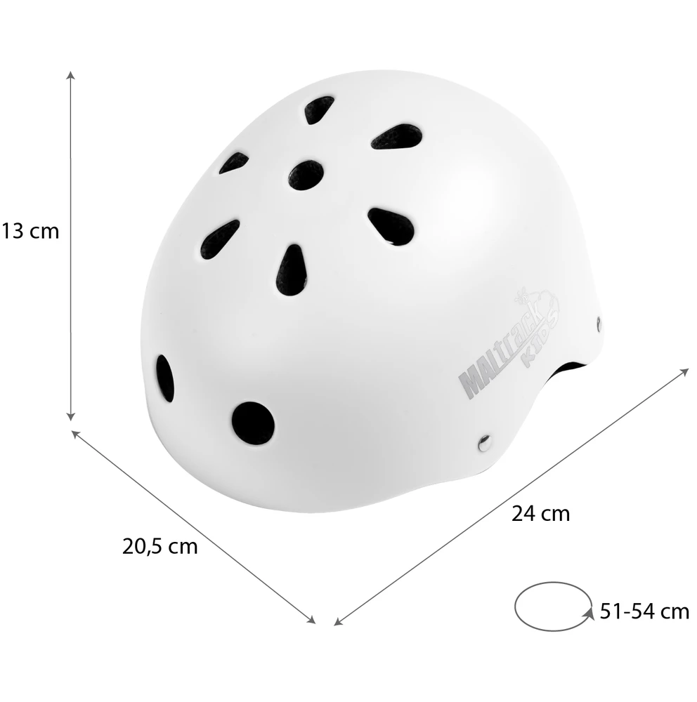 Malplay Vaikiškas dviratininko šalmas, reguliuojamas, 48–54 cm, baltas