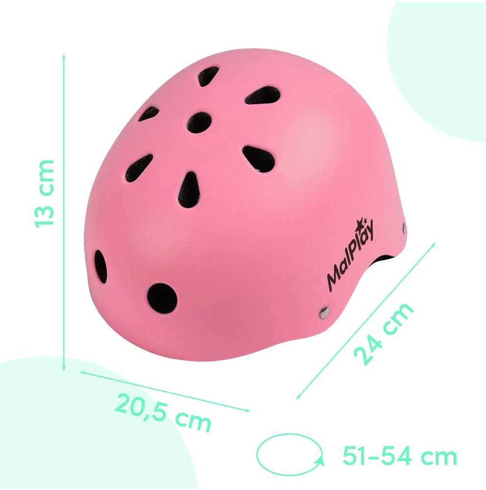 Malplay Vaikiškas dviratininko šalmas, reguliuojamas, 48–54 cm, rožinis - turkio