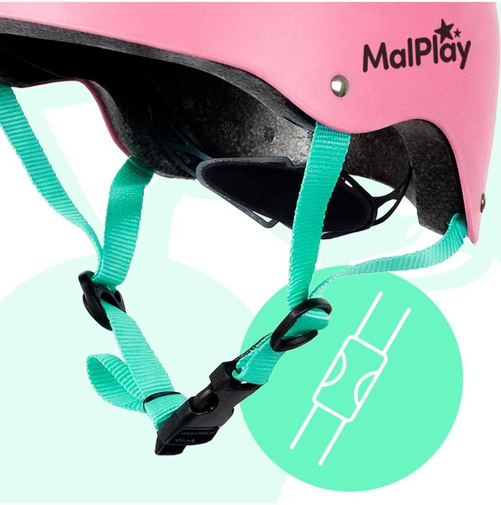 Malplay Vaikiškas dviratininko šalmas, reguliuojamas, 48–54 cm, rožinis - turkio