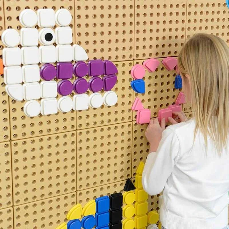 Masterkidz Žaislinis Geometrinių figūrų formos kaiščių rinkinys, 64 vnt