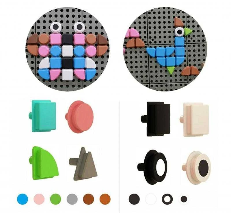 Masterkidz Žaislinis Geometrinių figūrų formos kaiščių rinkinys, 64 vnt