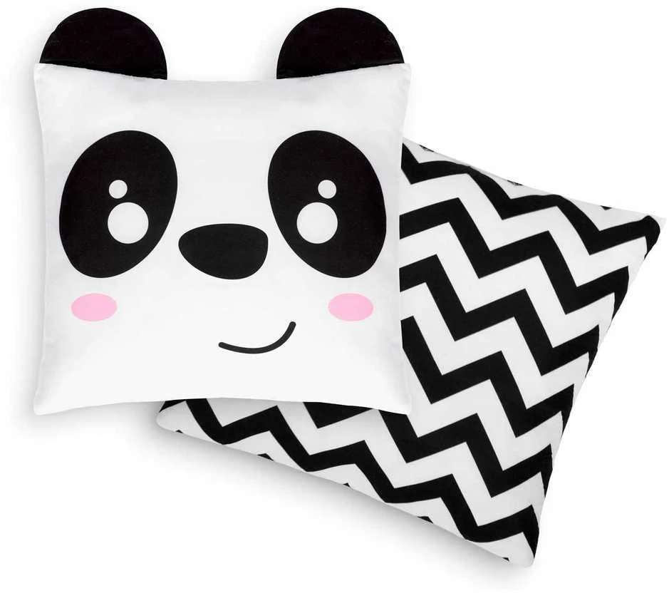Nukido palapinė vaikams su girlianda ir švieselėmis - balta, juoda su panda