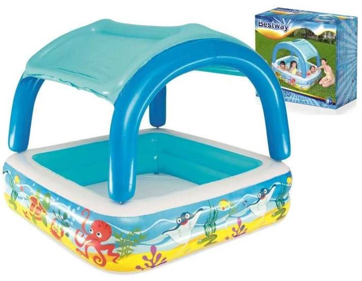 Bestway pripučiamas baseinas su stogeliu, 140x140x114 cm