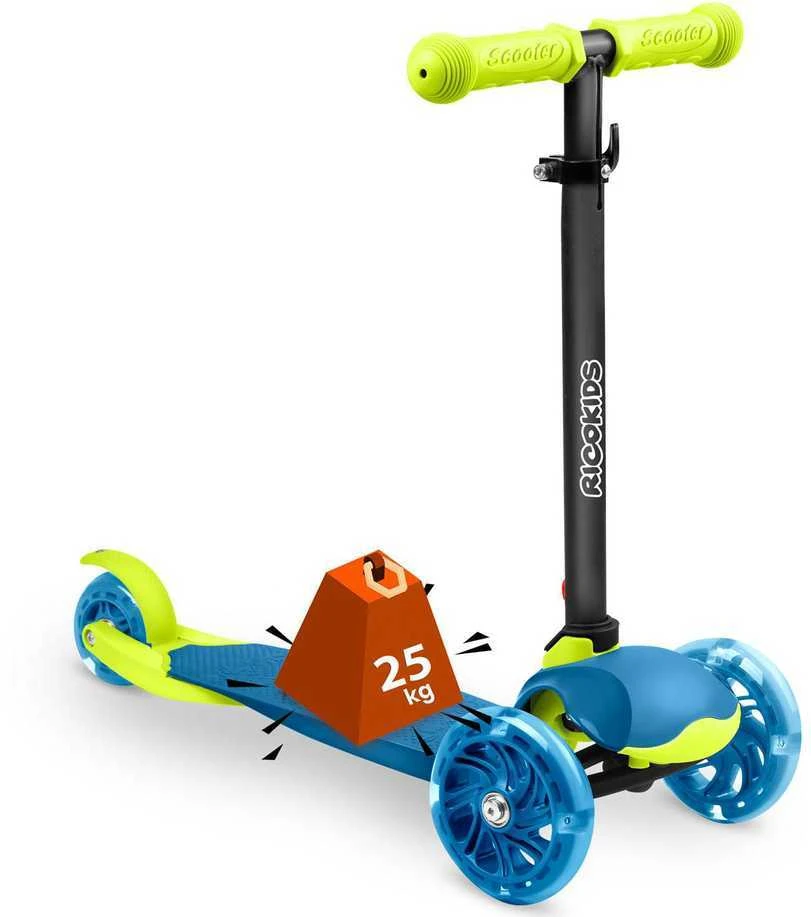 Ricokids Loco triratis paspirtukas, mėlynos ir žalios spalvos