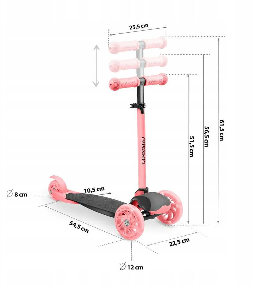 Ricokids Loco triratis paspirtukas - rožinis