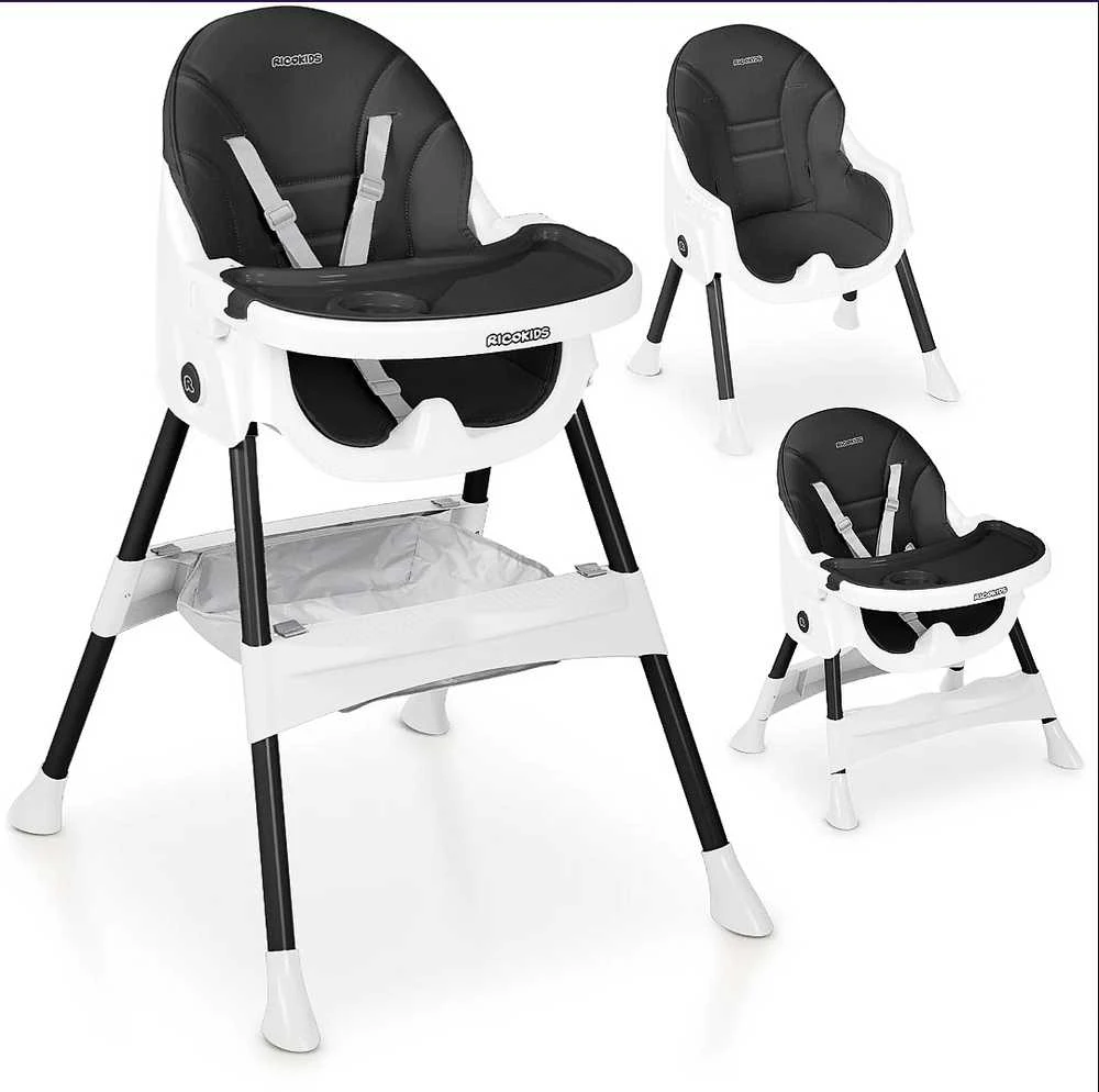 Ricokids Mani maitinimo kėdutė reguliuojama 3in 1, juoda