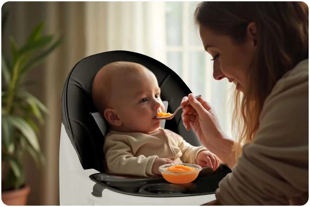 Ricokids Mani maitinimo kėdutė reguliuojama 3in 1, juoda