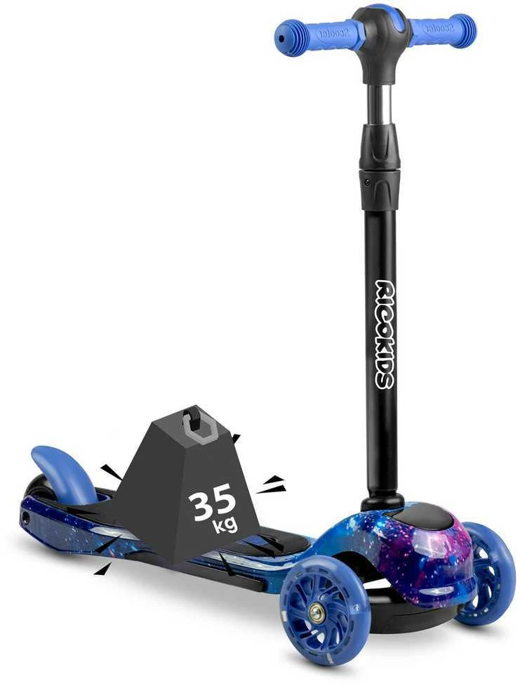 Ricokids Piko triratis paspirtukas, juodos - mėlynos spalvos