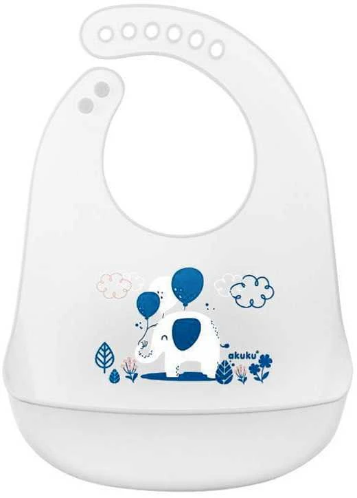AKUKU silikoninis seilinukas su kišenėle ELEPHANT, A0506