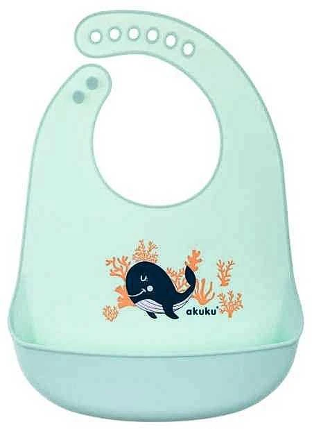 AKUKU silikoninis seilinukas su kišenėle WHALE, A0505