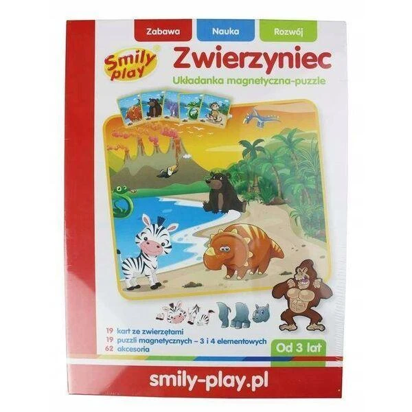 Smily Magnetinė dėlionė su gyvūnais, 62 vnt.