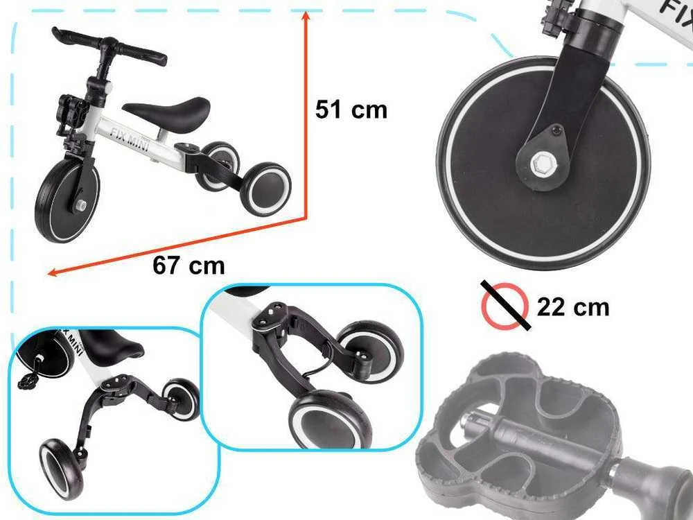 Baby Mix Triratukas Trike Fix Mini 3 in 1 baltas
