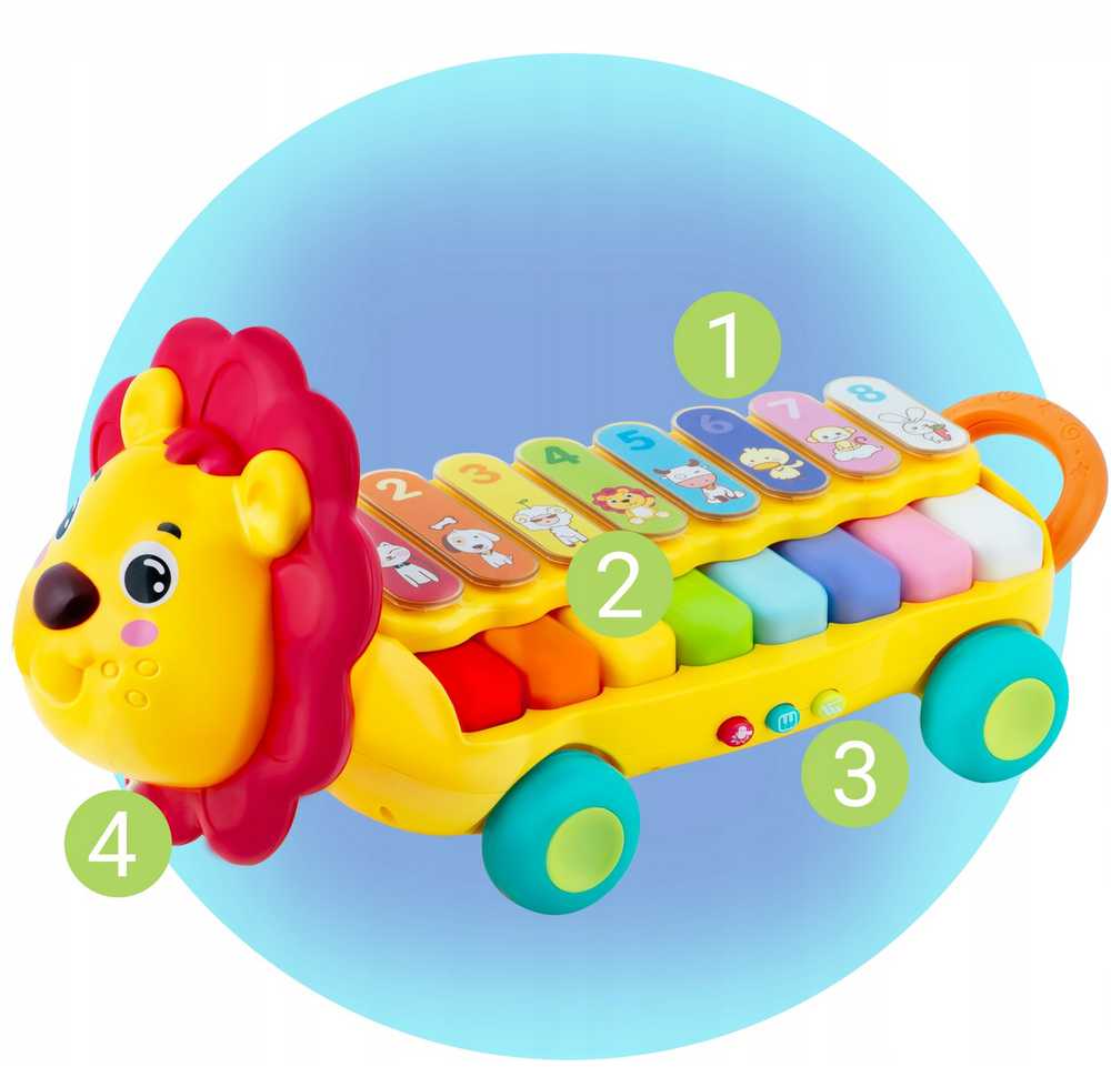 Važiuojantis muzikinis žaislas ksilofonas - pianinas Liūtas Ricokids, RK-740