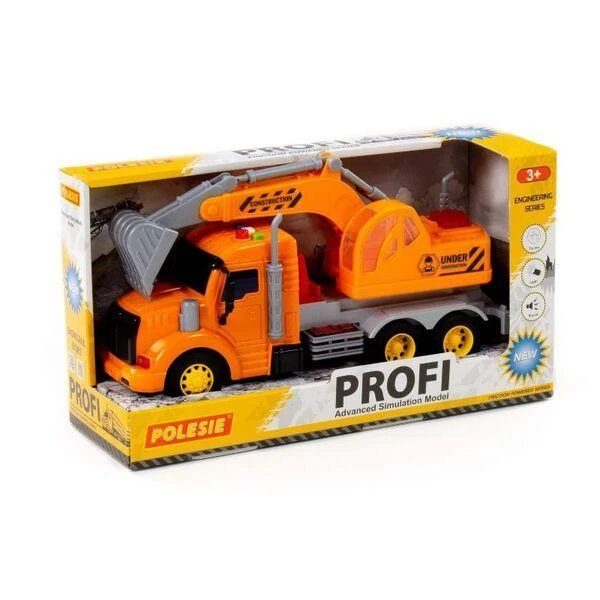 Polesie Žaislinis ekskavatorius su pavara, šviesa ir garsu, Profi, oranžinis