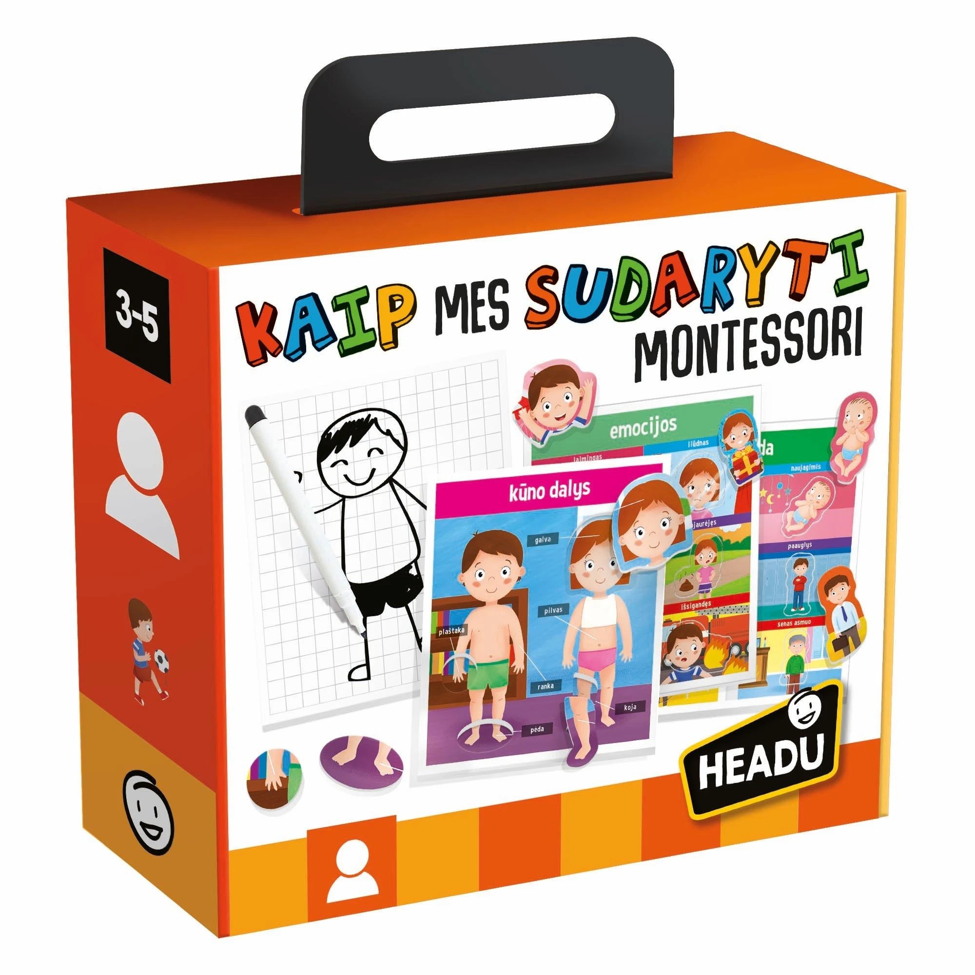 HEADU „Montessori“ Žaidimas „Kaip mes sudaryti“, lietuvių k. aprašymas - Prekės nuotrauka