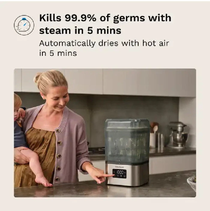 Baby Brezza ABY BREZZA itin greitas 10 MIN. sterilizatorius-džiovintuvas SUPERQUICK, nerūdijančio plieno