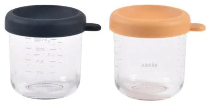 BEABA 2 VNT. STIKLINIŲ INDELIŲ RINKINYS (250 ML), NIGHT Mėlynas/HONEY