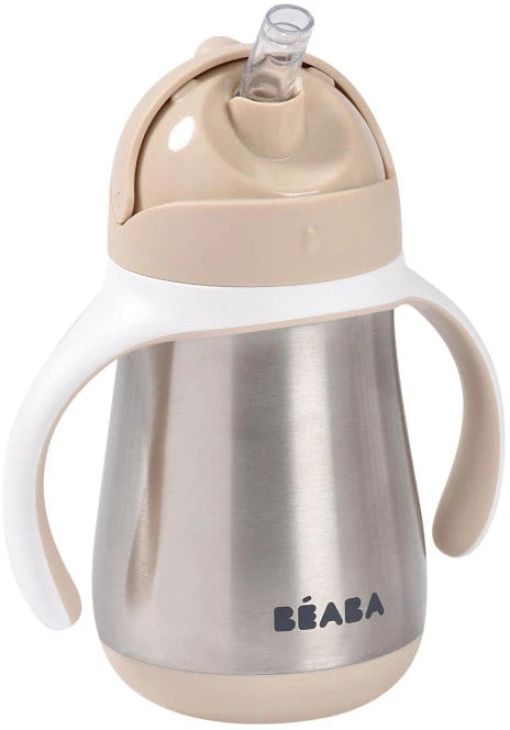 BEABA METALINĖ GERTUVĖ SU ŠIAUDELIU, 250 ML, CLAY