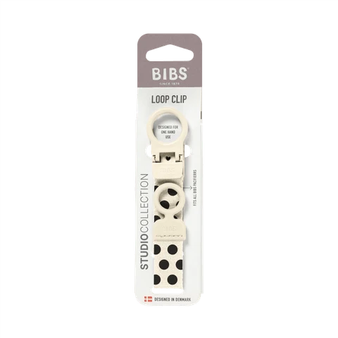 BIBS čiulptuko laikiklis Polka Dot - Ivory / Juodas