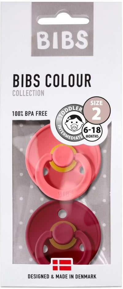 BIBS čiulptukų rinkinys 1 dydis (0 - 6 mėn.) Coral / Ruby