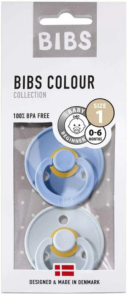BIBS čiulptukų rinkinys 1 dydis (0 - 6 mėn.) Sky Mėlyna / Baby Mėlyna