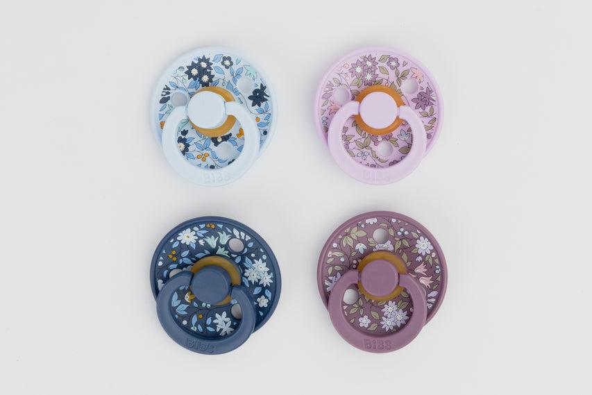 BIBS čiulptukų rinkinys 1 dydis (0 - 6 mėn.) Liberty Chamomile Lawn Violet Sky Mix