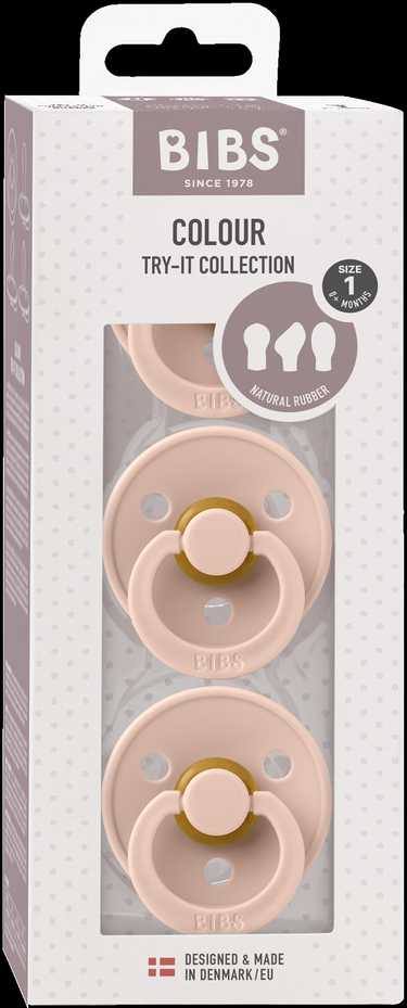 BIBS čiulptukų rinkinys Colour Try-it 3 vnt. Blush