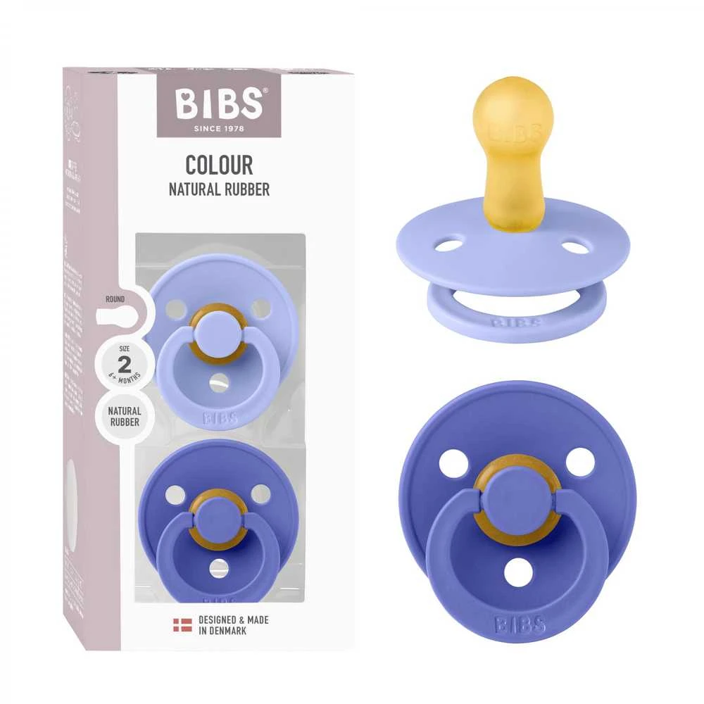 BIBS Colour Round čiulptukų rinkinys 2 dydis (6 - 18 mėn.) Hush / Grape