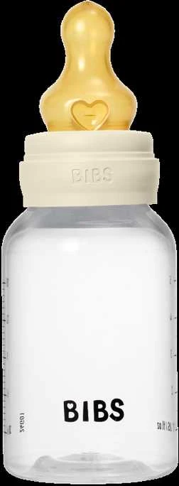 BIBS plastikinis buteliukas nuo dieglių 150 ml (Ivory) pilnas komplektas