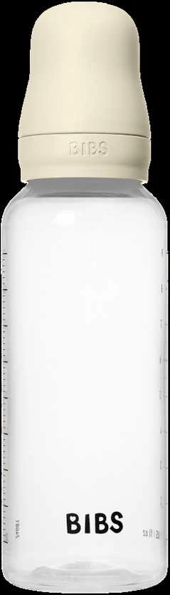 BIBS plastikinis buteliukas nuo dieglių 270 ml (Ivory) pilnas komplektas