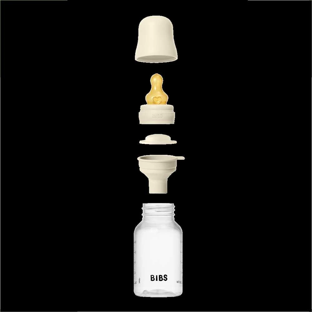 BIBS plastikinis buteliukas nuo dieglių 150 ml (Ivory) pilnas komplektas