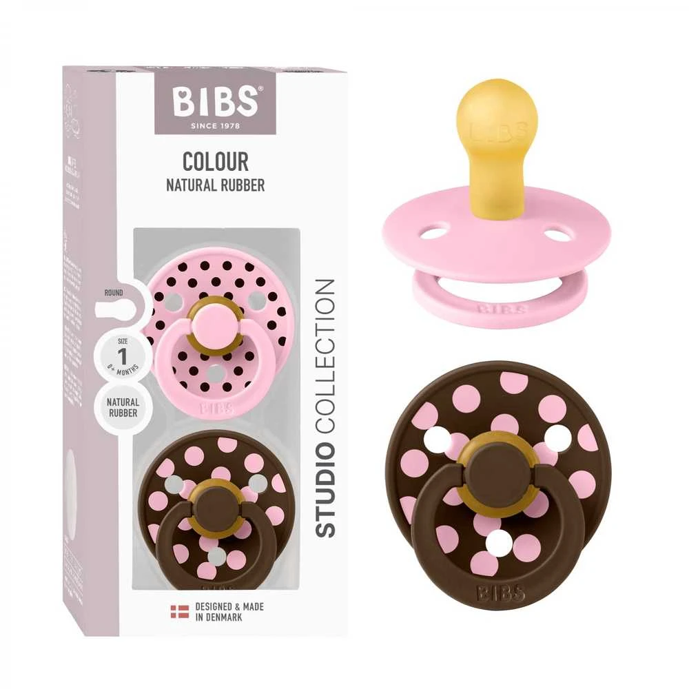 BIBS Studio Collection Polka Dots čiulptukų rinkinys 1 dydis (0 - 6 mėn.) Baby Rožinė / Mocha