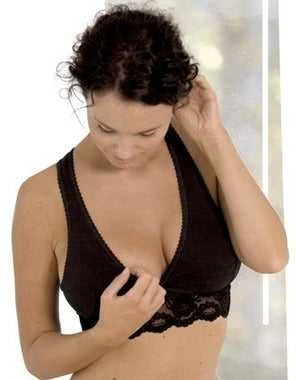 Carriwell nėriniais puošta liemenėlė maitinančioms (juoda) / Organic Crossover Nursing Bra