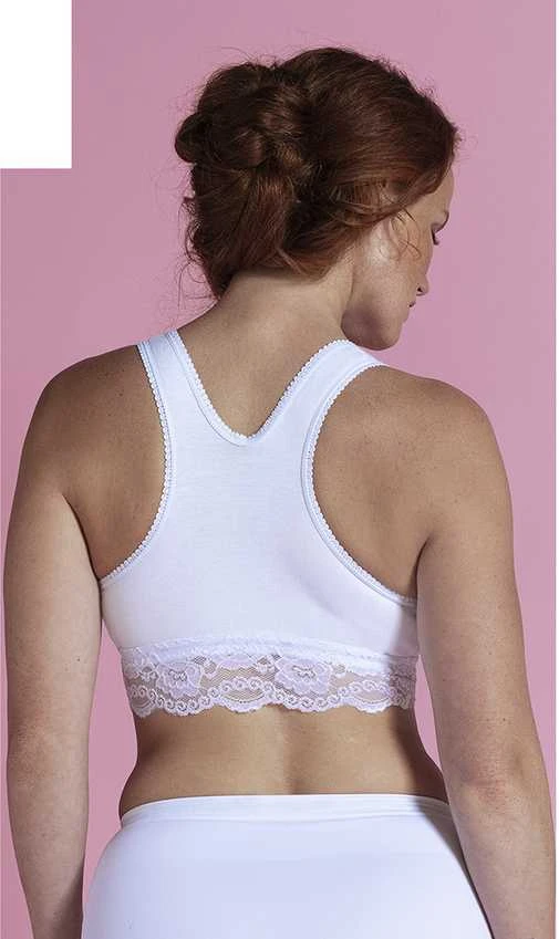 Carriwell nėriniais puošta liemenėlė maitinančioms (balta) / Organic Crossover Nursing Bra