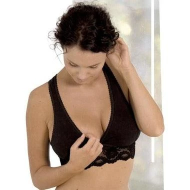Carriwell nėriniais puošta liemenėlė maitinančioms (juoda) / Organic Crossover Nursing Bra