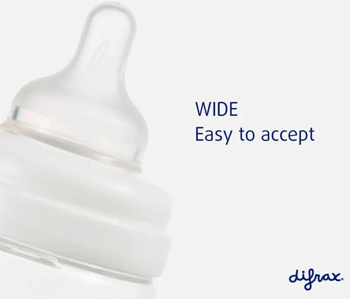 Difrax S-bottle Wide antikolikinis buteliukas su silikoniniu žinduku, 310 ml