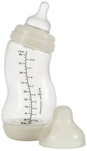 Difrax S-bottle Wide antikolikinis buteliukas su silikoniniu žinduku, 310 ml