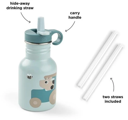 Done by Deer metalinė gertuvė su šiaudeliu Tiny Farm Mėlyna, 350 ml