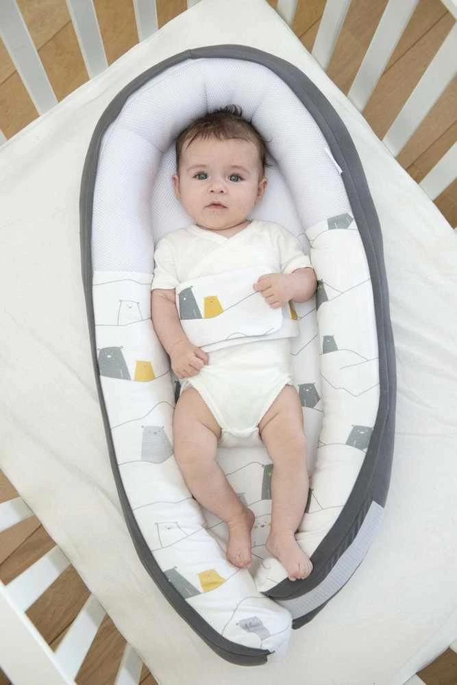 Doomoo kūdikio lizdelis (naujagimio gultukas) "Cocoon Bear Pilkas"