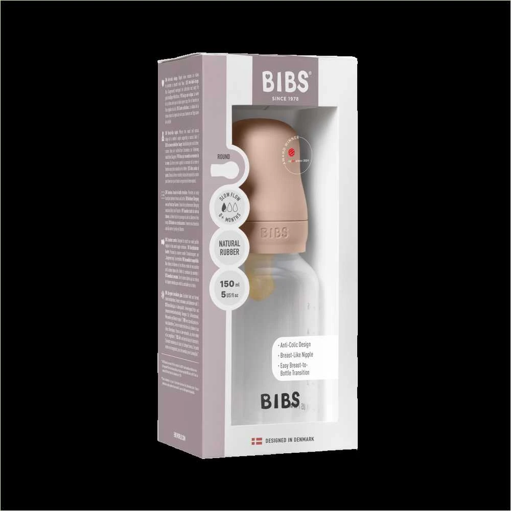 BIBS plastikinis buteliukas nuo dieglių 150 ml (Blush) pilnas komplektas