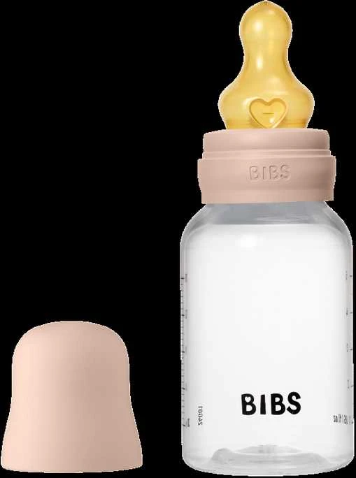 BIBS plastikinis buteliukas nuo dieglių 150 ml (Blush) pilnas komplektas