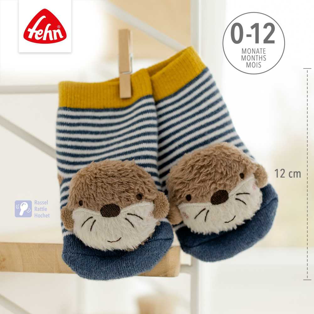 Fehn kojinaitės su barškučiais kūdikiui Otter Brown