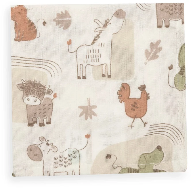 Jollein muslino vystyklai Barn Buddies, 31×31 cm, 3 vnt.