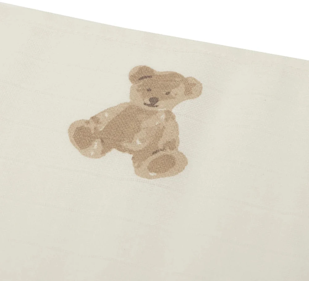 Jollein muslino vystyklai Teddy Bear 70x70 cm, 3 vnt.